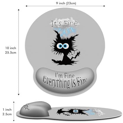 Ergonomic Mouse Pad with Wrist Support,Lightning Black Cat Mouse Pad with Wrist Rest,Relieve Wrist Pain Mousepad Non-Slip Rubber Base,Cute Mouse Pads for Desk,Computers,Laptop,Office,Home,Accessories - color: Lightning Black Cat