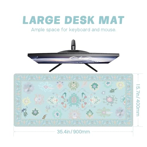 Baziabbo Blue Desk Mat,XXL Extended Big Mouse Pad,Gaming Mousepad with Stitched Edge,Non-Slip Rubber Base Keyboard Desk Pad for Home Office Study Game - color: Blue Ozarks