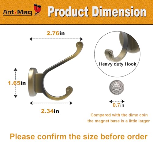 Ant Mag Magnetic Hooks Heavy Duty 141lbs Neodymium Magnet Metal Wall Hooks for Hanging Coats Robes Backpacks Bags Hats Keys Mugs Cups Towels Bronze - size: D1.65in Bronze 4 Pack