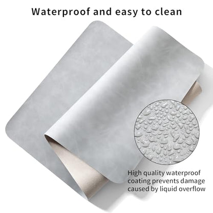 Desk Pad Soft PU Leather Extra Large Mouse Pad Laptop Computer Desk Mat Table Blotter Flat Smooth Waterproof Non-Slip Desktop Protector Writing Pad for Office and Home (Light Grey, 120x43cm) | Soft Crazy Horse PU Leather Non-Slip Desk Blotter Waterproof W