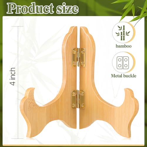 Tatuo 4 Packs 4 Inch Wooden Display Stand Decorative Plate Stands for Display Picture Frame Holder Easels(Wood) - color: Wood, size: 4 Inch
