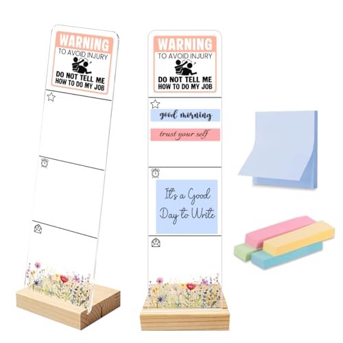 Sticky Notes Monitor Memo Board with Removable Wooden Base Warning Do Not Tell Me How to Do My Job Funny Office Quote Message Board Portable Sticky Note Holder Humorous Desk Decor and Gift - color: Warning