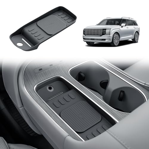 BIBIBO for 2026 Palisade Silicone Charging Mats 2026 Hyundai Palisade (SE, SEL, SEL Convenience, SEL Premium, XRT Pro, Limited, Calligraphy) Center Console Insert Wireless Charging Mats - color: Black-Charging Mat