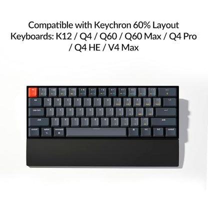Ergonomic Silicone Wrist Rest for Keychron K12 / Q4 / Q60 / Q60 Max / Q4 Pro / Q4 HE / V4 / V4 Max, 12.04" Honeycomb Non-Slip Palm Rest, 60% Compact Mechanical Keyboard Support with Typing Pain Relief