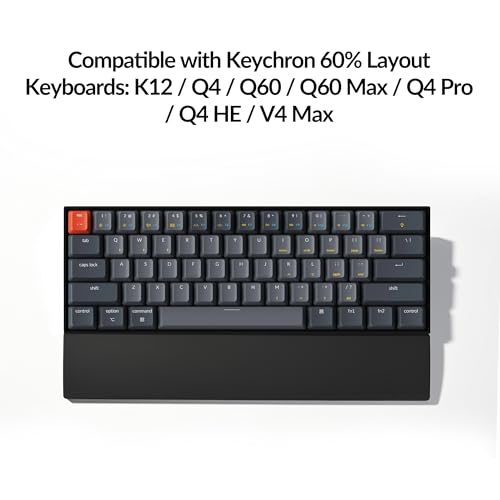 Ergonomic Silicone Wrist Rest for Keychron K12 / Q4 / Q60 / Q60 Max / Q4 Pro / Q4 HE / V4 / V4 Max, 12.04" Honeycomb Non-Slip Palm Rest, 60% Compact Mechanical Keyboard Support with Typing Pain Relief