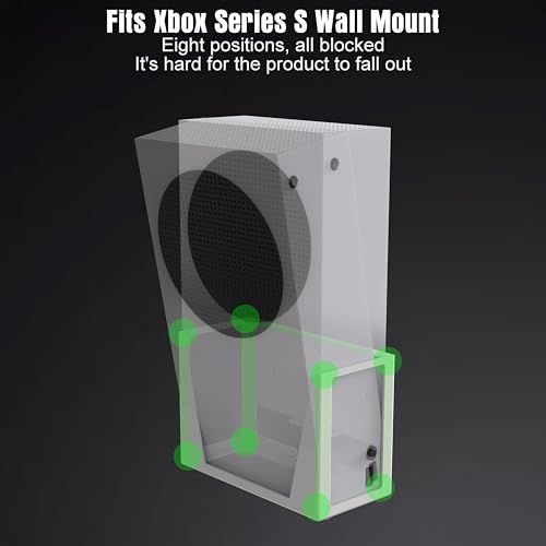 Wall Mount for Xbox Series S - All Metal Vertical Hanging On Wall Near or Behind TV Left/Right, Wall Mount Kit with Detachable Controller Holder - color: White
