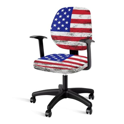 American Flag Office Chair Covers Stretchable Office Chair Seat Cover 2 Piece Washable Gaming Chair Cover Universal Fit Most Wheelchairs,Computer Chairs,Gaming Chairs - color: American Flag