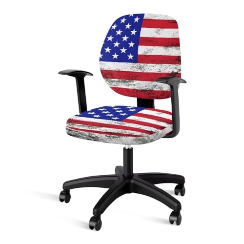American Flag Office Chair Covers Stretchable Office Chair Seat Cover 2 Piece Washable Gaming Chair Cover Universal Fit Most Wheelchairs,Computer Chairs,Gaming Chairs - color: American Flag