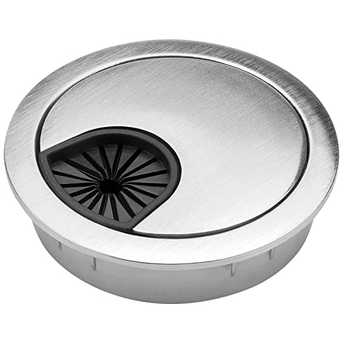 2 Pack 2 Inch Metal Desk Grommet for Wire Organizer, Brushed Silver - color: Silver-2Pack