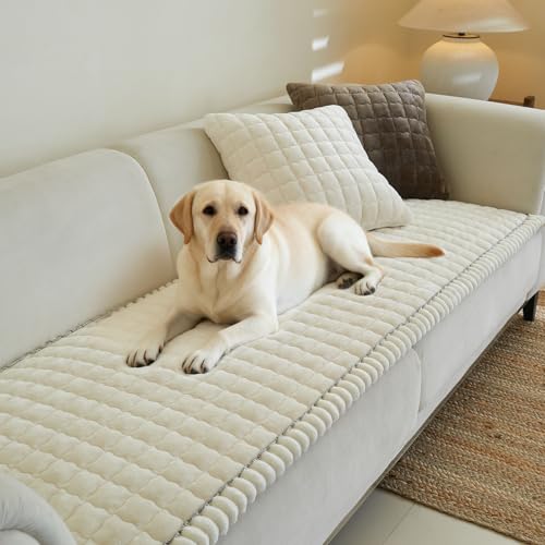 Couch Covers for 3 Cushion Couch Sofa Pet Friendly,Non-Slip Sofa Cover Washable - color: Sg-white, size: 27.6" x 59"