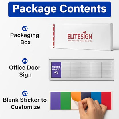 Office Door Signs with 6 Printed Status Options – Do Not Disturb, Out of Office, In a Meeting, Please Knock, Back Soon, Come on in – Includes Custom Personalized Blank Sticker for Privacy Workspace or Studio Available and Away - style: Brushed Silver-Come