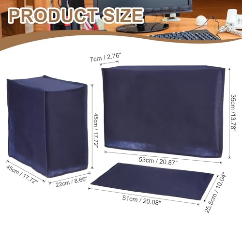 PATIKIL Computer Dust Cover Set, 22" Monitor Keyboard and Host PC Dust Proof Computer Protection Case for Desktop PC CPU Protector - 3Pcs (Blue) - size: 22"