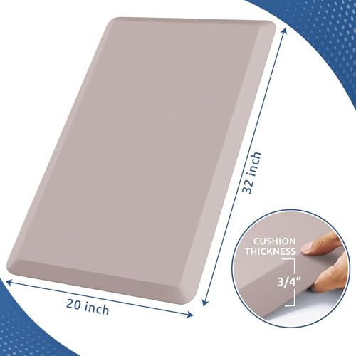 KitchenClouds Kitchen Mat Cushioned Anti Fatigue Rug 20"x32" Water Resistant, Non Slip, Standing and Comfort Desk/Floor Mats for House Sink Office (Khaki) - color: Khaki, size: 32"L x 20"W x 0.8"Th