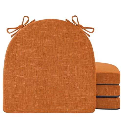 IPYNBAP Chair Cushions for Dining Chairs, Kitchen Chair Cushions, 16'' x 16'' x 2'', Non Slip Indoor Seat Cushions, Chair Pads for Dining Chairs with Ties & Removable Cover, Set of 4, Rust - color: Rust, size: 4 Count(Pack of 1)