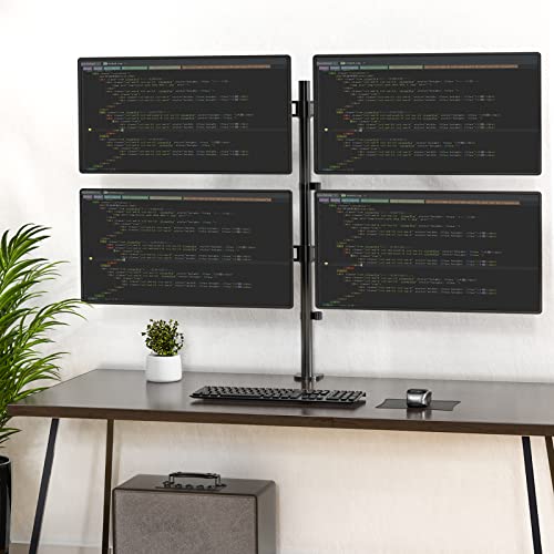WALI Quad Monitor Desk Mount, 4 Monitor Stand Fits Heavy Duty Computer Screen up to 27 inch, Full Adjustable Arm Holds up to 22 lbs per Arm (M004), Black - size: 13"-27", style: Quad