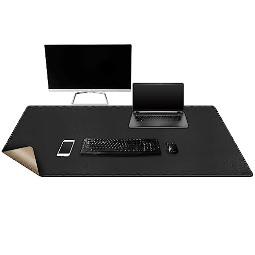 Mydours Extra Large 48" x 20" Desk Mat, Cork & PU Leather Desk Pad XXL, Large Desk Mouse Pad for Workstation, Office and Home, Computer Desk Mat with Keyboard & Mouse (Black) - color: Black, size: 47.2" x 19.7"