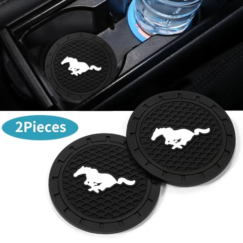 2PCS Car Cup Holder Coasters,Non-Slip Car Coasters for Mustang Snake Speedstar Evos Everest GT Shelby Mach-E Grand,Vehicle Inner Accessories for Cup Insert Mat,Silicone - color: Bd-yma