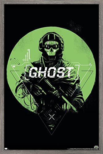 Trends International Call of Duty: Modern Warfare 2 - Ghost Emblem Wall Poster, 14.725" x 22.375", Barnwood Framed Version - color: Barnwood Framed Version, size: 22.4"L x 14.7"W