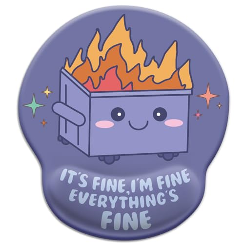 Blusabaca Dumpster on Fire Mouse Pad with Wrist Rest, Funny Cute Ergonomic Mouse Pads for Desk Wrist Support, Mousepad for Wireless Mouse Gaming Work Home Desk Accessories Office Supplies Decor Women - color: Dumpster Light PL