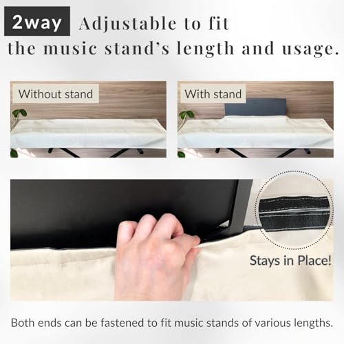 88 Keys Piano Keyboard Dust Cover PiuColor, Designed by Professional Pianist, Music Stand Compatible, Washable Digital Piano Cover, Blends with Your Room, Japan Design (Grayish White) - color: Grayish White