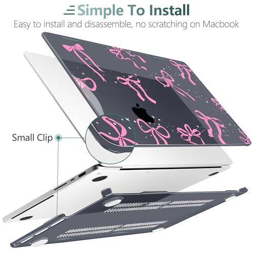 DONGKE Case for MacBook Pro 14 Inch (2026-2021 Release, M5 M4 M3 M2 M1 Pro/Max Chip), Plastic Slim Hard Shell Protective Cover with Keyboard Cover & Screen Protector, Bows & Stars - color: Bows & Stars