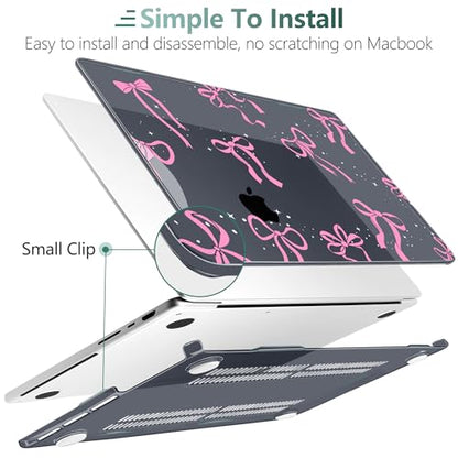 DONGKE Case for MacBook Pro 14 Inch (2026-2021 Release, M5 M4 M3 M2 M1 Pro/Max Chip), Plastic Slim Hard Shell Protective Cover with Keyboard Cover & Screen Protector, Bows & Stars - color: Bows & Stars