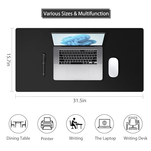 Desk Pad Protector Mouse Pad, Non-slip Computer Mat for Desk, PU Leather Office Desk Mat, Waterproof Desk Pad for Keyboard and Mouse, Laptop Desk Blotter Pad for Home and Office, Black (15.7''X31.5'') - color: Black, size: 15.7''X31.5''