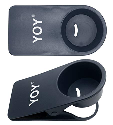 YOY Drink Cup Holder Clip - Table Desk Side Water Glass Beer Bottle Beverage Soda Coffee Mug Holder Cup Saucer Clip Design for Home Office, Black - color: Black, size: 1 Pack