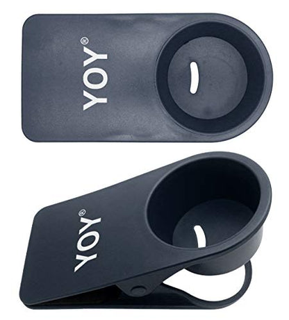 YOY Drink Cup Holder Clip - Table Desk Side Water Glass Beer Bottle Beverage Soda Coffee Mug Holder Cup Saucer Clip Design for Home Office, Black - color: Black, size: 1 Pack
