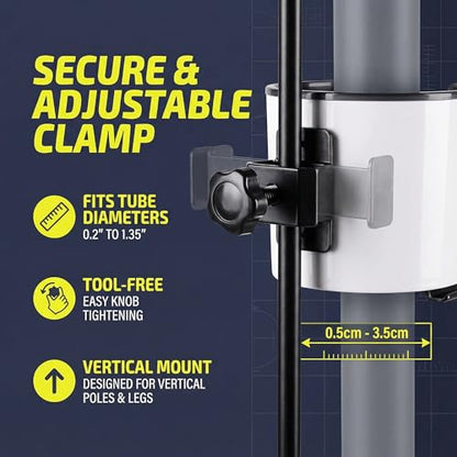 2-in-1 Microphone Stand Cup Holder with Headphone Hanger, Vertical Mount Clamp for Musicians, Studios, Live Performance, Professional Audio Accessories