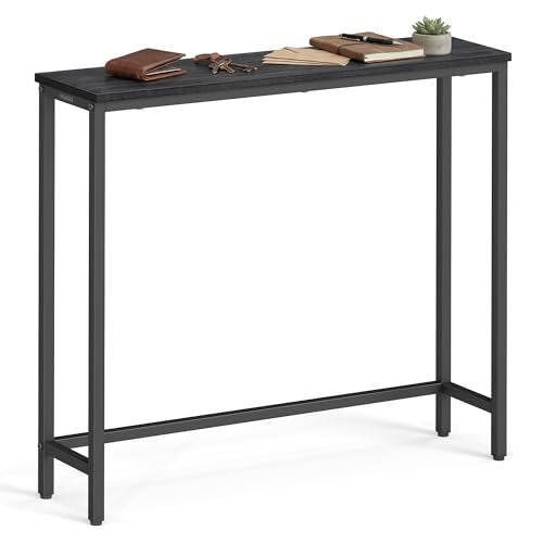 VASAGLE BARNET Collection - Console Table, Thin Narrow Entryway Doorway Table, One Piece Top, for Hallway Bedroom, Steel Frame, Modern, 1 Tier, Charcoal Gray and Ink Black ULNT035BA01S - color: Charcoal Gray + Ink Black, size: 1 Tier (7.9"D x 31.5"W x 32"