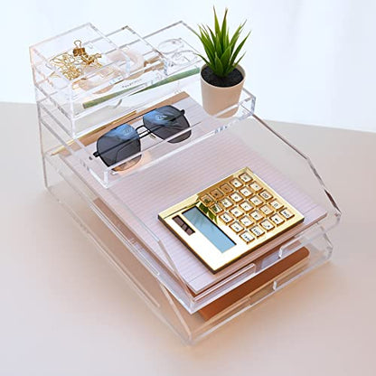 Acrylic Calculator with Stand, Battery and Solar Hybrid Powered Basic Calculator 12-Digit LCD Display,Home Office Desktop Accessories(Gold) - color: Gold