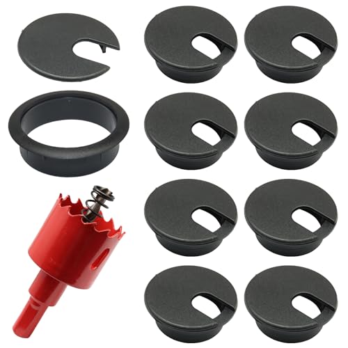 12PCS Desk Grommet,1-3/8Inch(35mm) Cable Grommet Hole Cover with Hole Saw,Ideal Solution for Office Home Table Cable Management Workers - size: 1-3/8"(35mm)
