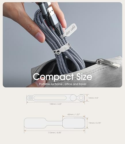 32Pcs Nearockle Cable Labels and Silicone Cable Ties Cable Management Set, Reusable 16 Cable Ties+16 Cord Labels for Electronics, Travel Home Office Desk Wire Organization (White) - color: White