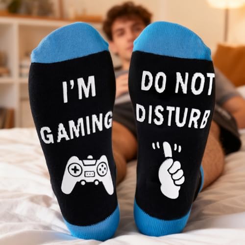 Funny Socks Cool Valentines Day Gifts for Him Men Boys Husband Boyfriend Dad Brother Cotton Comfort Birtday Gifts - color: Blue Game Version
