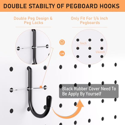 INCLY 300PCS Extra Thick Pegboard Accessories, 1/4" Heavy Duty Pegboard Hooks with Bins & Peg Locks, Peg Board Organizer Accessories Kit for Garage Wall Attachments Hanging Tools