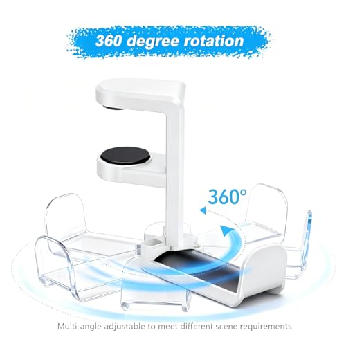 Universal Headphone Stand & Headset Holder - 360° Swivel Under Desk Headphone Hook with Cable Management Clip (White) - color: White