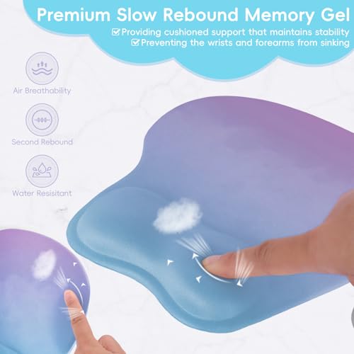 Mouse Pad with Wrist Rest Ergonomic Mouse Pad with Comfortable M-Shape Pain Relief Wrist Support Non-Slip PU Base Mousepad for Laptop, Office & Home (Blue Violet) - color: Blue Violet