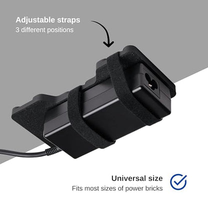 Laptop Charger Holder - Mount for Charging Brick - Power Supply Holder for Desk - 3D Printed Power Brick Mount - Universal Organizer for Laptop Charger and Cables