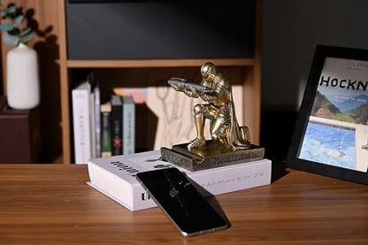 Windbreaker Soldier Knight Pen Holder Personalized Desk Accessory, Mobile Phone & Gaming Controller Holder, Device Stand Gift for Medieval Enthusiasts (Bronze) - color: Bronze