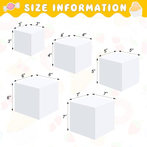 Geetery Set of 5 Display Buffet Risers (3",4",5",6",7") Acrylic Cube with Hollow Bottoms Acrylic Boxes Table Stands for Display Dessert Catering Collectibles Jewelry Decor (Small,3,4,5,6,7 Inch,White) - color: white, size: Small,3,4,5,6,7 Inch
