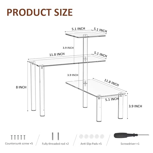 Sezanrpt Clear Countertop Corner Organizer Shelf 11.8x11.8x12.4 Inch, 3 Tier Acrylic Bathroom Organizer Corner Shelf for Countertop, Space Saver, Moisture Proof - size: 11.8x11.8x12.4 Inch