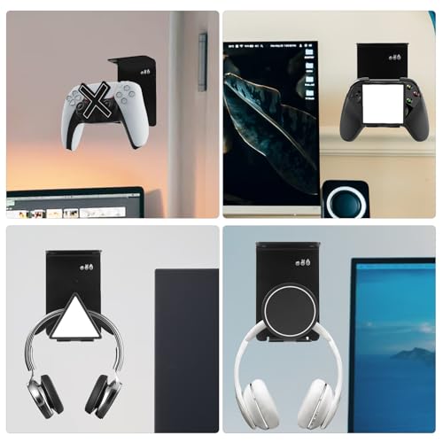 HC128 Headphone Holder Hanger for Desk, Include Adhesive Strips, Universal Headset Stand for PS4/PS5/Xbox/PC/Mac/Headphones Game Controller Hanger (Square) - style: Square