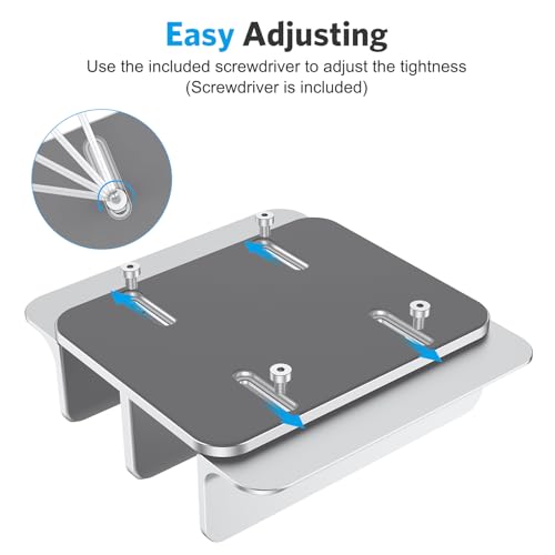 OMOTON Vertical Laptop Stand [Updated Double Version], Desktop Aluminum Mac Book Stand with Adjustable Dock Size, Fits All Mac Book, Surface, Chrome Book and Gaming Laptops (Up to 17.3 inch) (Silver) - color: Silver