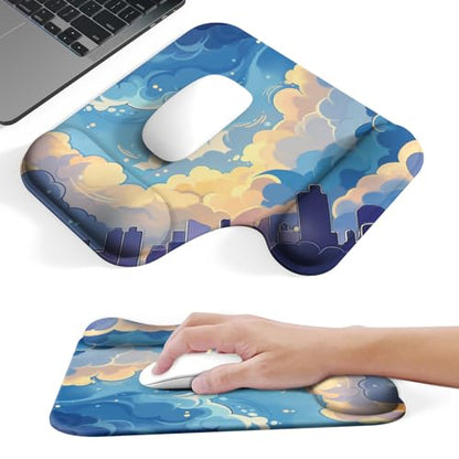 Ergonomic Mouse Pad with Gel Wrist Rest (1"& 1.2" Dual Height) - Mouse Pads Compact Mousepad Desk Mat Office, Gaming & Carpal Tunnel Relief | Non-Slip Rubber Base Blue Nebula - color: Blue Nebula