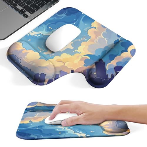 Ergonomic Mouse Pad with Gel Wrist Rest (1"& 1.2" Dual Height) - Mouse Pads Compact Mousepad Desk Mat Office, Gaming & Carpal Tunnel Relief | Non-Slip Rubber Base Blue Nebula - color: Blue Nebula