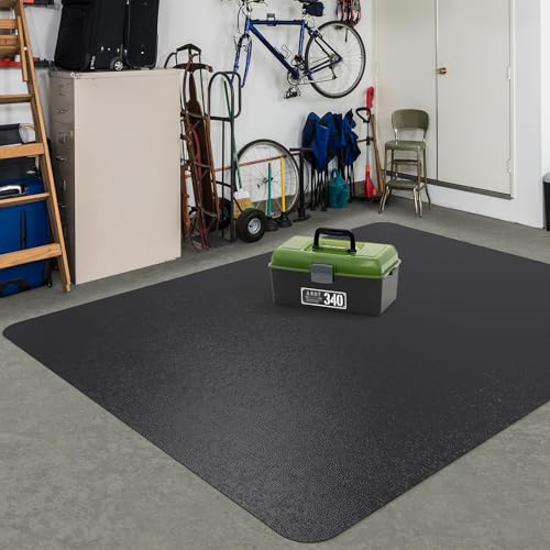 Area Floor Mat for Home, 6'×9' Large Black No Slip Waterproof Vinyl Area Rug for Dining Room, Spill Resistant Hard Floor Protector Cover for Mud Room, Easy Clean Splat Mat for Under High Chair - color: Black, size: 6' x 9' (Rectangular)