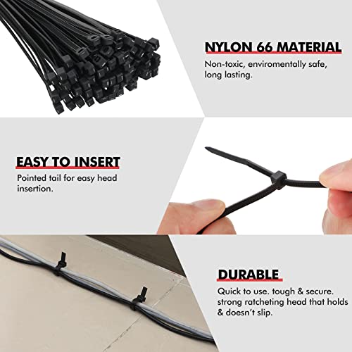 Shappy 50 Pcs Zip Ties Heavy Duty Strong Large Cable Wire Ties Zip Industrial Sturdy Wire, Awnings Tying Branches Bundling of Crops Fixed Water Pipes(40 Inch,Black) - color: Black, size: 40 inch