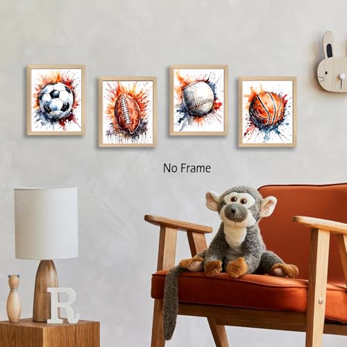 DXOAGXQ Sports Canvas Wall Art Boys Room Decor Rustic Football Baseball Basketball Soccer Wall Decor Sport Theme Posters Playroom Boys Bedroom Decor(8 x10 inches Unframed) - color: Unframed--Sports Canvas Wall Art Poster