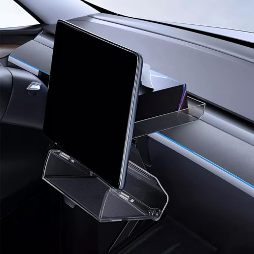 for 2020-2024 Tesla Model Y & 2017-2023 Model 3 - Hidden Center Console Organizer Tray, Tissue Holder, Open-Close Storage Shelf Box Under Dashboard Display (2-in-1, All Included) - style: 2-in-1, All Included
